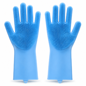 Silicone Dishwashing Gloves | Heat Resistant | With Scrubber Bristles for Deep Cleaning`