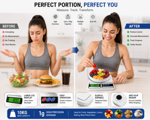 Digital Kitchen Scale | 10KG Capacity | 1g Precision | LCD Display with Tare Function`