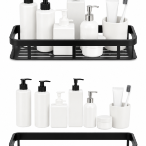 Pack of 2 Adheshive Bathroom Shelf Rack ! No Drill Wall Mounted Shower Caddy