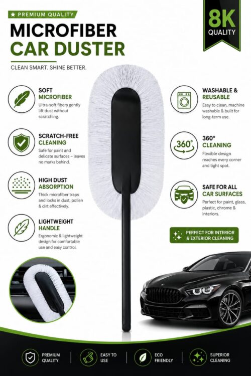 Premium Microfiber Car Duster - Scratch Free 360° Cleaning Brush
