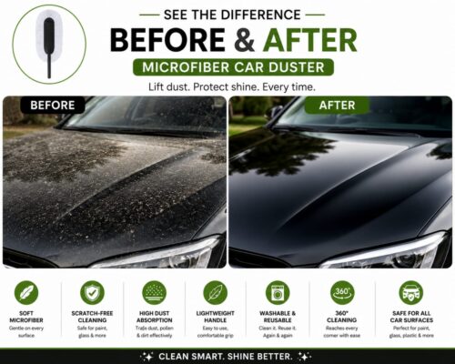 Premium Microfiber Car Duster - Scratch Free 360° Cleaning Brush