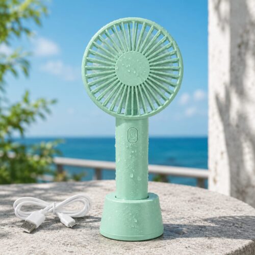 Mini Portable Rechargeable Hand Fan - USB, 3 Speed, Desktop Stand, Long Battery
