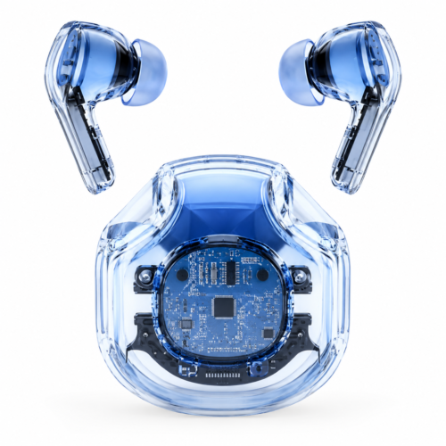 Transparent Crystal TWS Earbuds - Bluetooth 5.3, LED Display, Gaming Mode