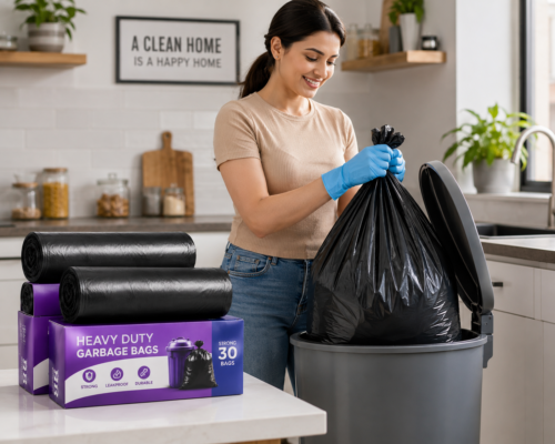 Heavy Duty Garbage Bags | Strong & Leakproof | Pack of 3 Rolls | Kitchen, Office, Outdoor Use`
