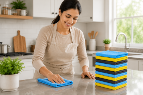 Premium Microfiber Cleaning Cloths | Pack of 10 | Super Absorbent & Reusable`