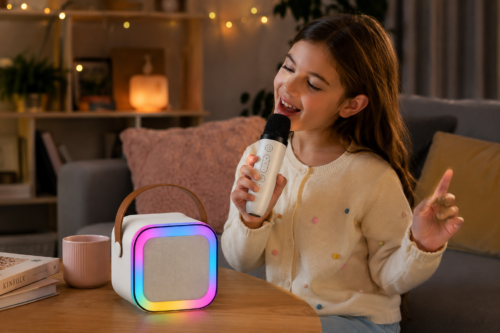 Portable Karaoke Speaker with Wireless Mic | Bluetooth 5.3 + LED Lights + 6-8H Battery`