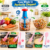 Manual 6 Blade Push Chopper | Multi-Purpose Vegetable & Food Chopper | Easy Push Hand Chopper with Sharp Stainless Steel Blades | Onion, Tomato, Carrot, Capsicum, Cabbage, Garlic & Ginger Chopper