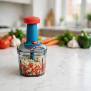 IMG-20260918-WA0011 Manual 6 Blade Push Chopper | Multi-Purpose Vegetable & Food Chopper | Easy Push Hand Chopper with Sharp Stainless Steel Blades | Onion, Tomato, Carrot, Capsicum, Cabbage, Garlic & Ginger Chopper