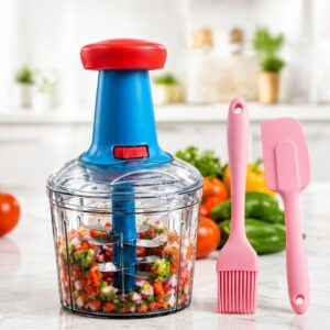 3 IN 1 KITCHEN COMBO-6 BLADE MANUAL PUSH CHOPPER (1100ML)+FREE SILICONE BRUSH & SPATULA-50% OFF