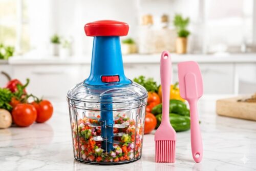 3 IN 1 KITCHEN COMBO-6 BLADE MANUAL PUSH CHOPPER (1100ML)+FREE SILICONE BRUSH & SPATULA-50% OFF