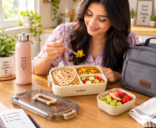 AirBité Premium Leak-Proof Lunch Box - Multi-Compartment Bento Box for Office, School & Travel