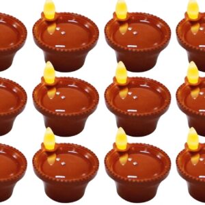Premium Water Sensor LED Diyas - Set of 12 pcs(Water Activated, Flameless & Reusable)