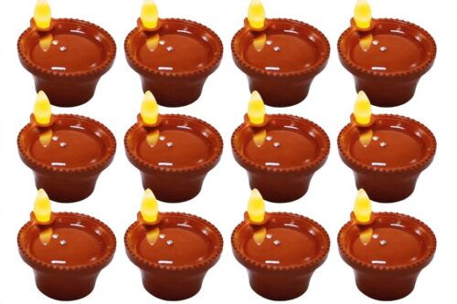 Premium Water Sensor LED Diyas - Set of 12 pcs(Water Activated, Flameless & Reusable)