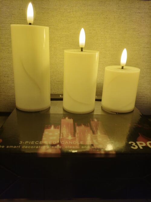 Premium Flickering LED Candle Lights - Set of 3 (Battery Operated, Safe & Smokeless)