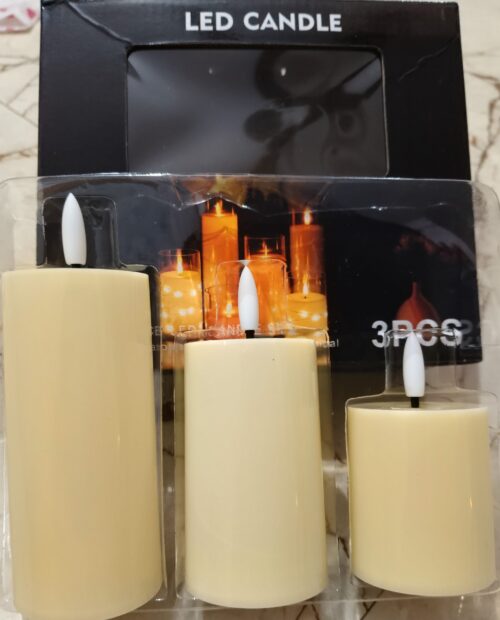 Premium Flickering LED Candle Lights - Set of 3 (Battery Operated, Safe & Smokeless)